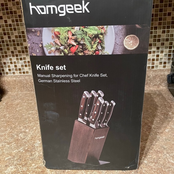 Homgeek Kitchen Homgeek 7 Piece Knife Set Bnib Manual Sharpening